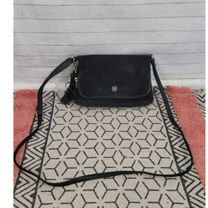 MARK & HALL FAUX SUEDE BLACK MINI SHOULDER BAG
